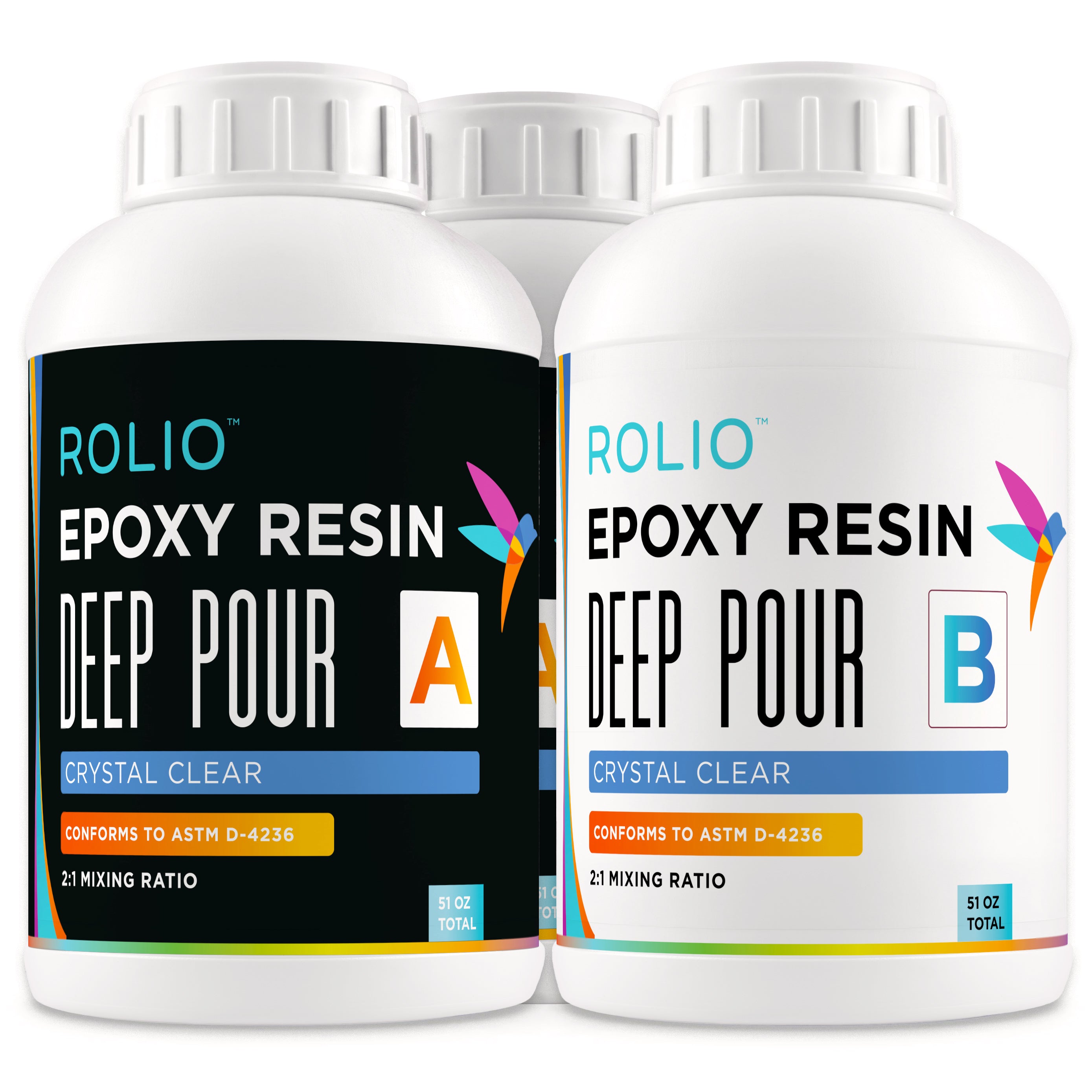 Rolio Deep Pour Epoxy Resin – 51 oz Kit (2:1 Mix | 4” Pour Depth | 48-Hour Cure)
