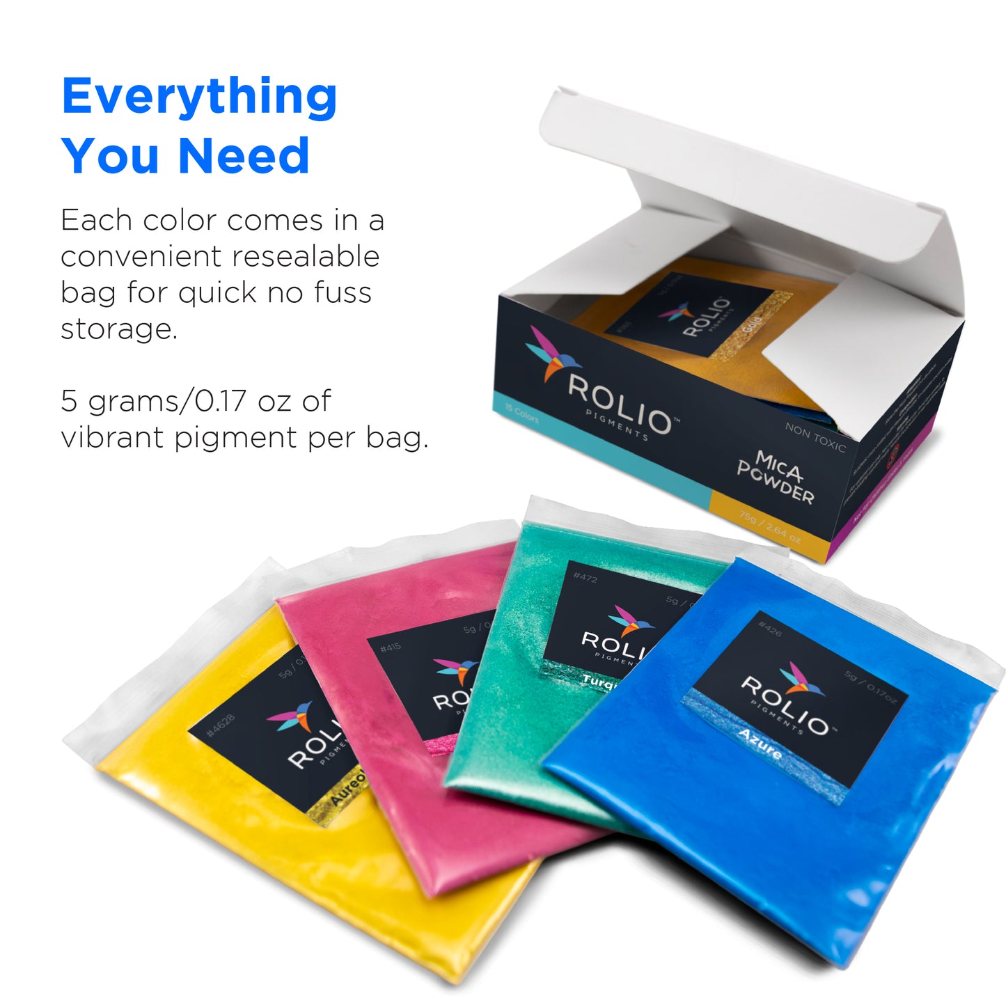 Mica Powder 15 Pearlescent Color Bags