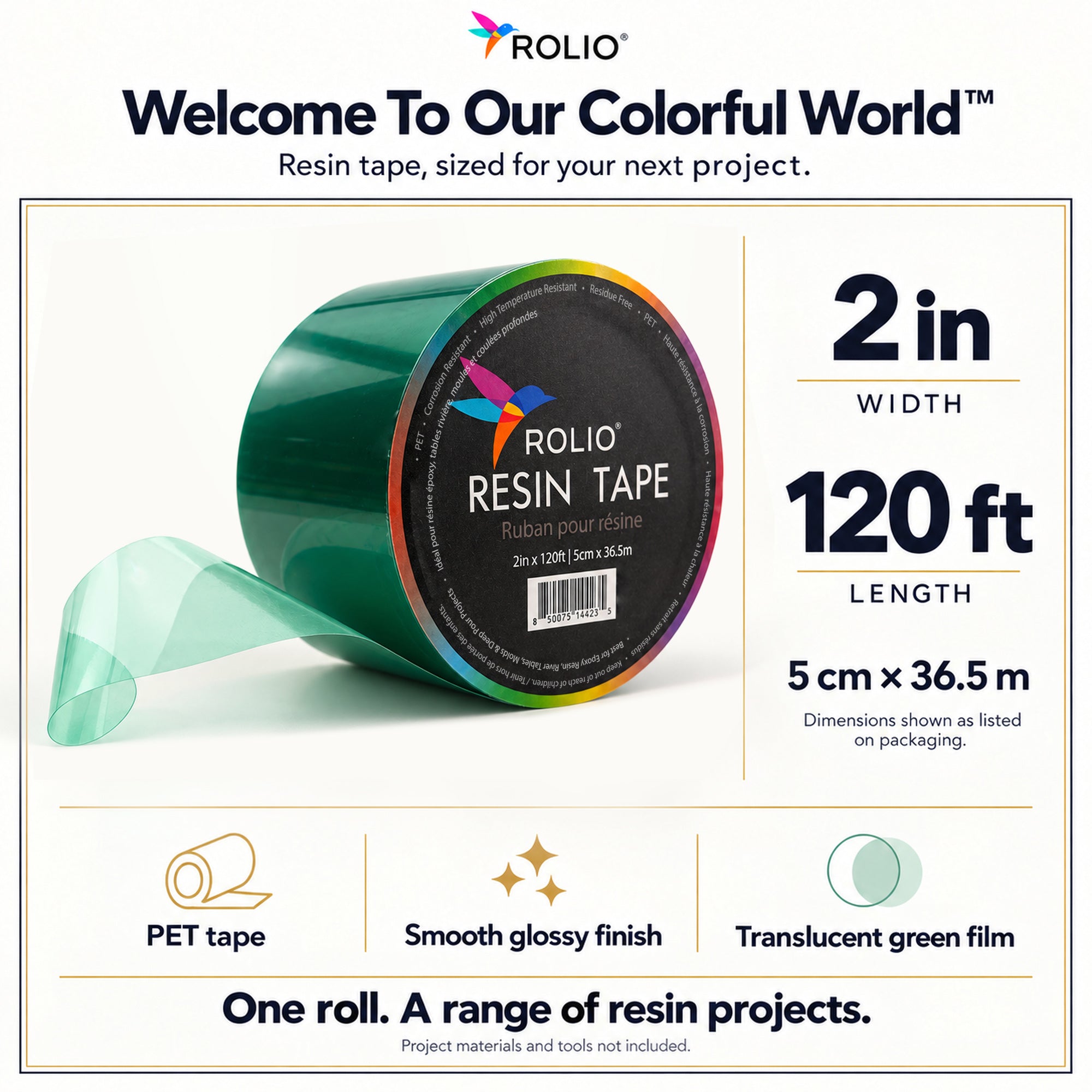 Rolio green epoxy resin tape, 2 in x 120 ft roll - photo 2