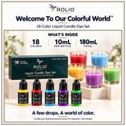 Candle Liquid Pigment Dye - 18 Solid Colors - 0.33 oz/10 ml each