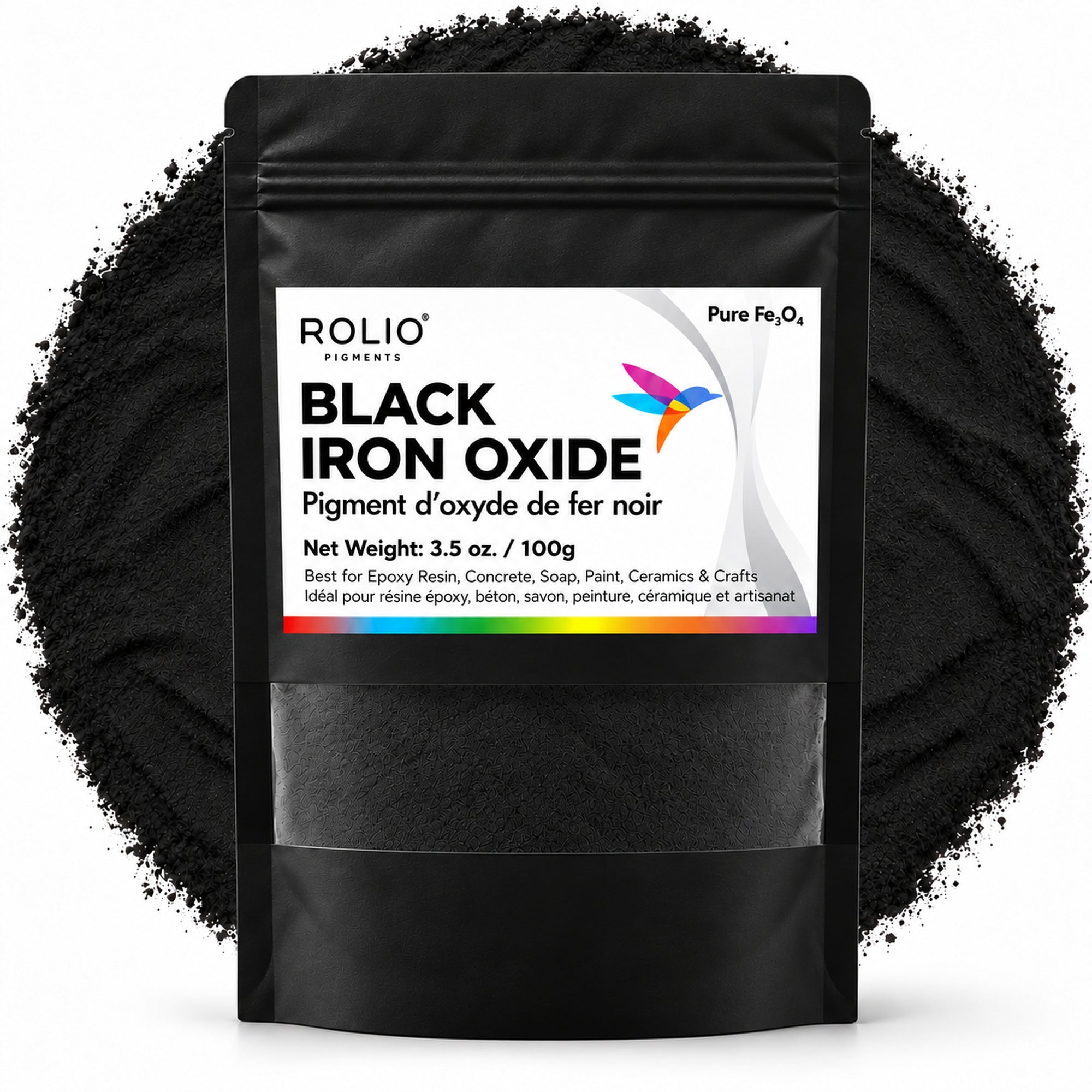 Black Iron Oxide Pigment (Fe3O4) - Cosmetic & Industrial Grade | 100g, 1 lb