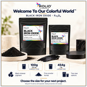 Black Iron Oxide Pigment (Fe3O4) - Cosmetic & Industrial Grade | 100g, 1 lb