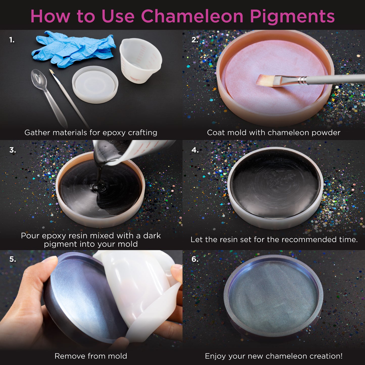 Chameleon Mica Powder - 5 Color Shift Powder Pigment