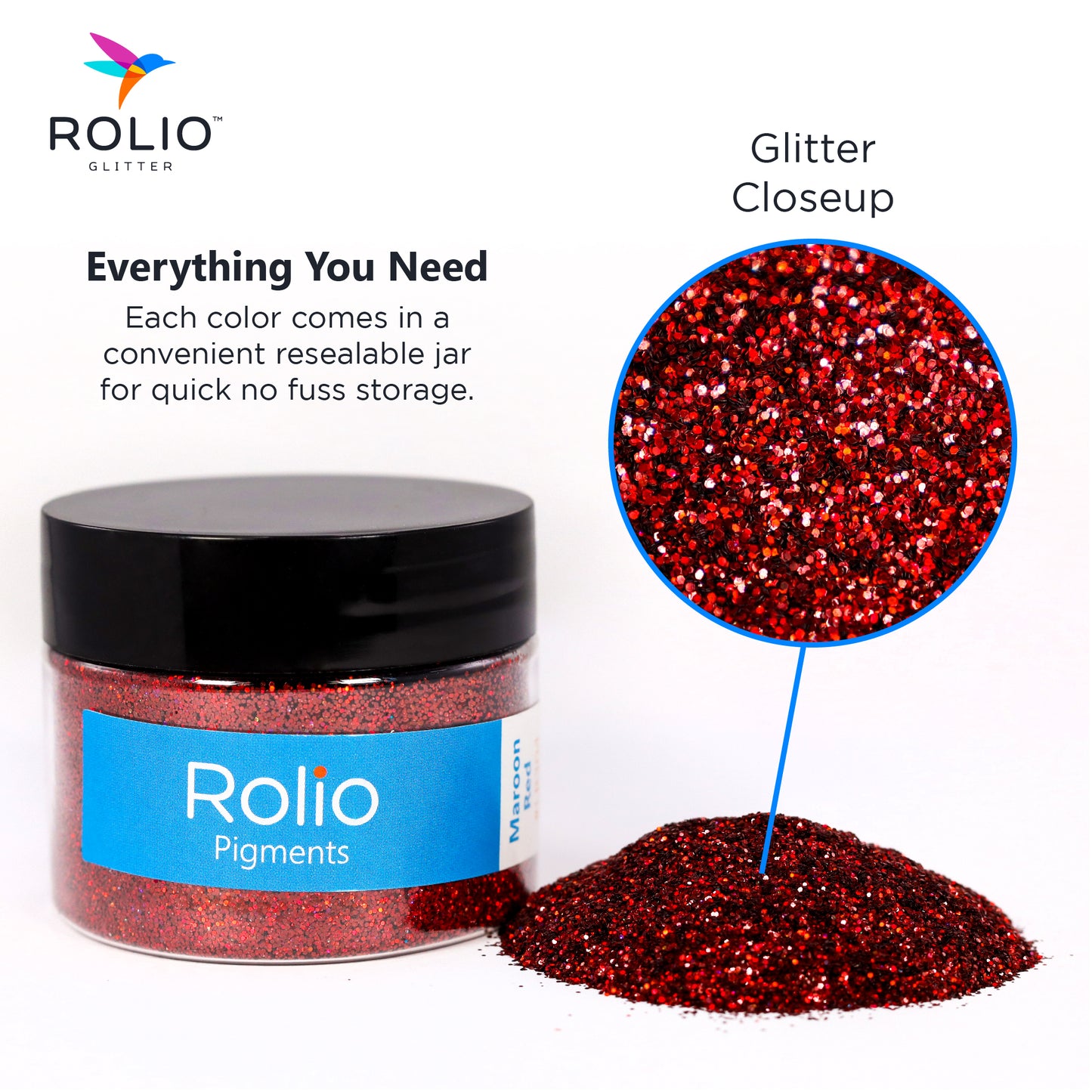 Maroon Red - Holographic Glitter - 1 Jar 28 Grams 1/64 & 1/128 Size