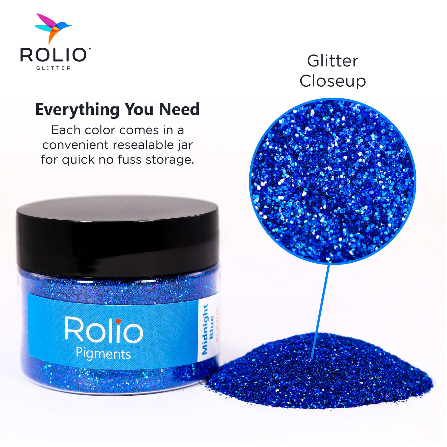 Midnight Blue - Holographic Glitter - 1 Jar 28 Grams 1/64 & 1/128 Size