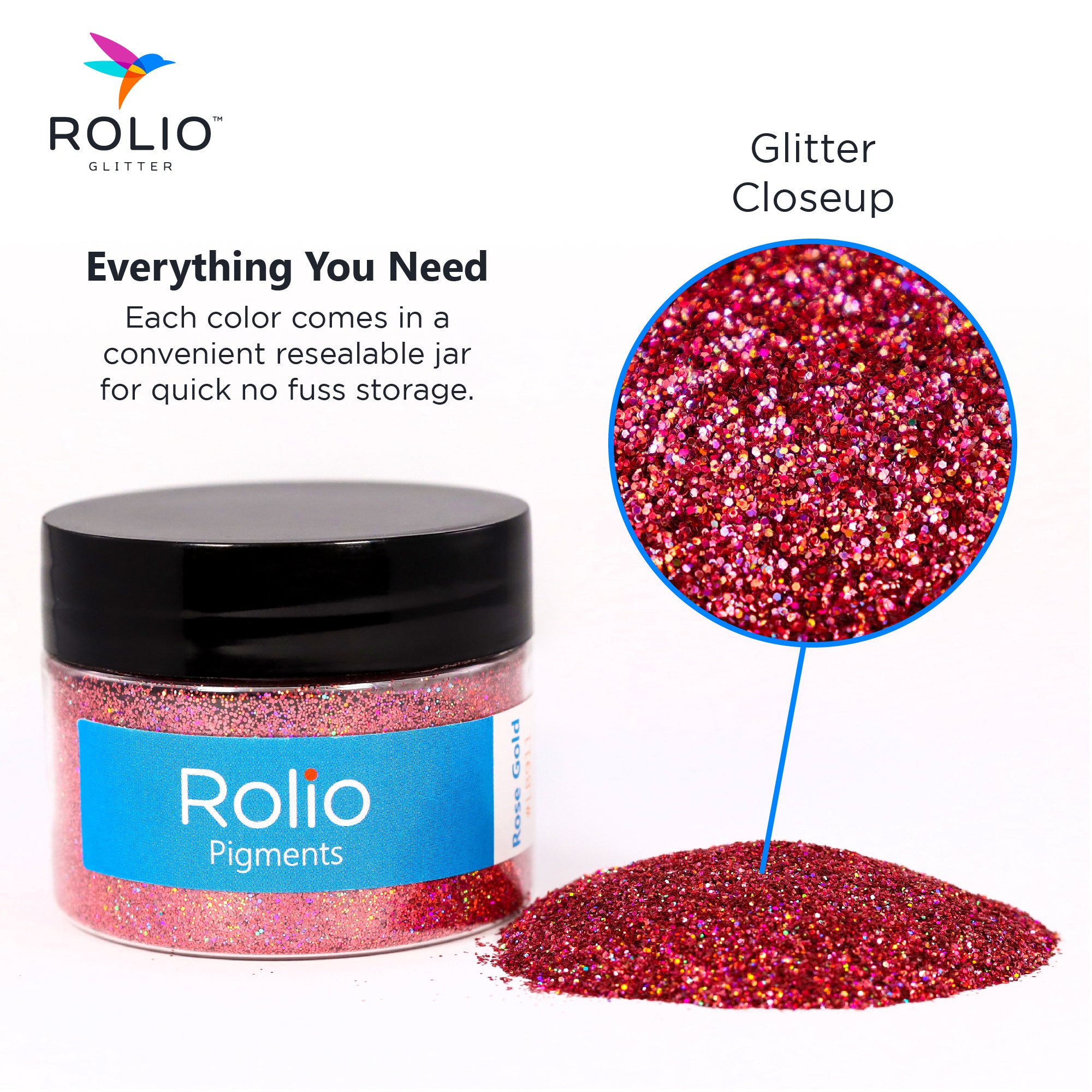 Rose Gold - Holographic Glitter - 1 Jar 28 Grams 1/64 & 1/128 Size