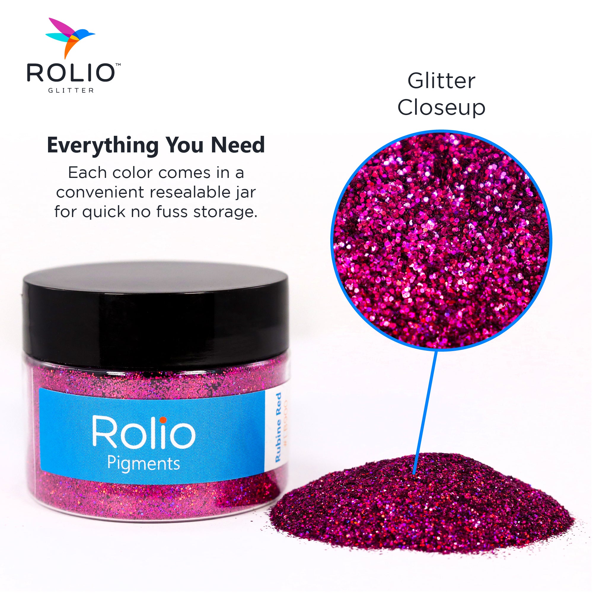 Rubine Red - Holographic Glitter - 1 Jar 28 Grams 1/64 & 1/128 Size
