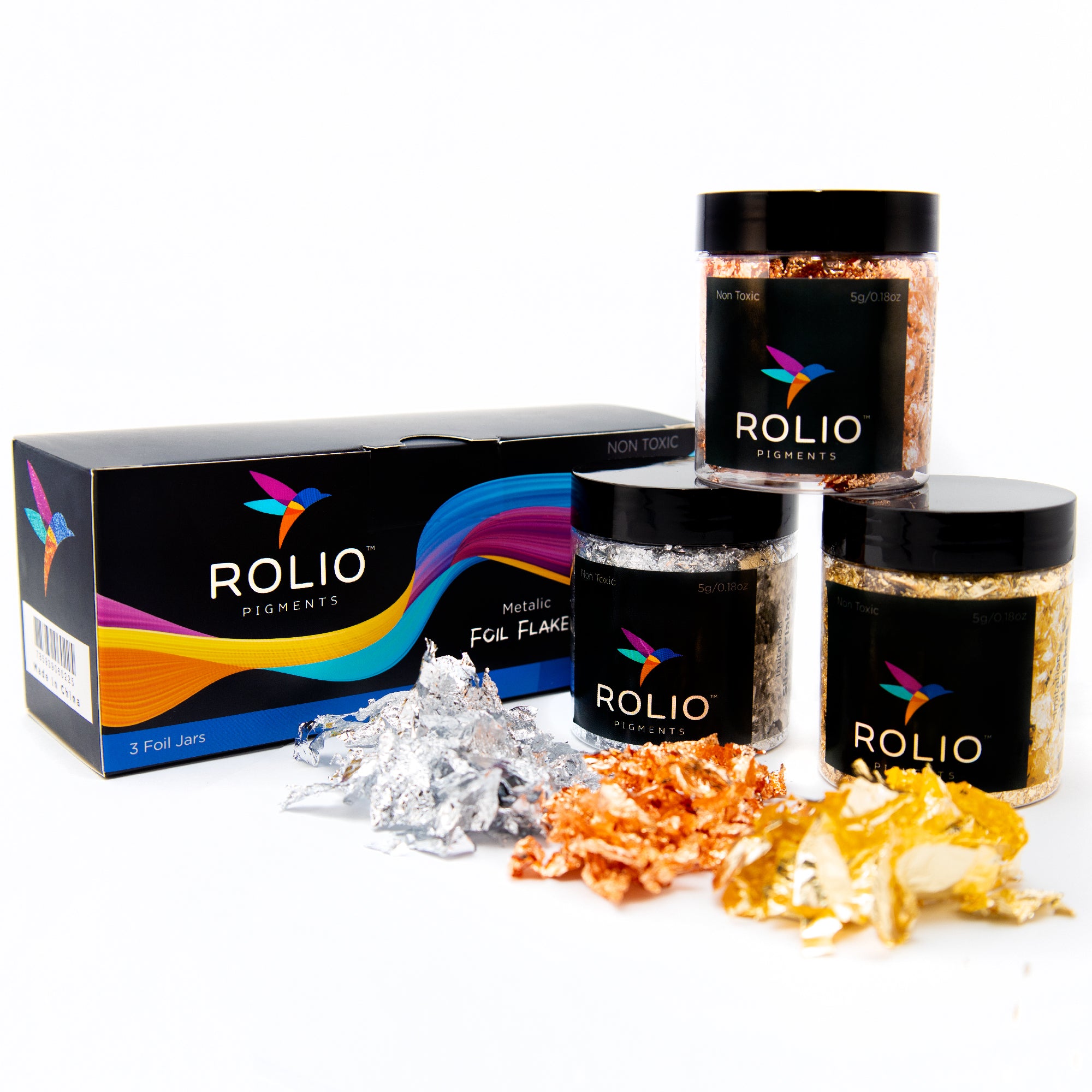 Rolio Vibrant Holographic Craft Glitters - 12 Jars, 180 Grams Total - For Resin, Makeup